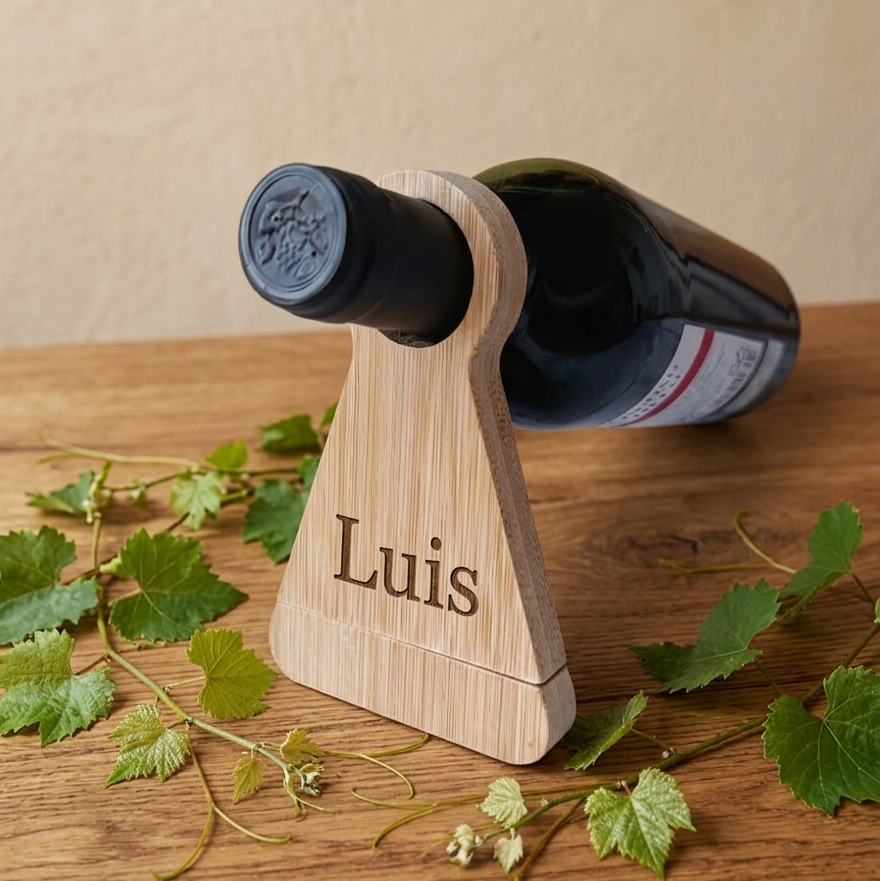 Sacacorchos y soporte para vino