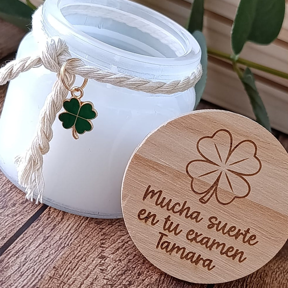 Vela aromática personalizada suerte