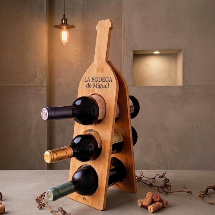 Botellero de madera personalizado