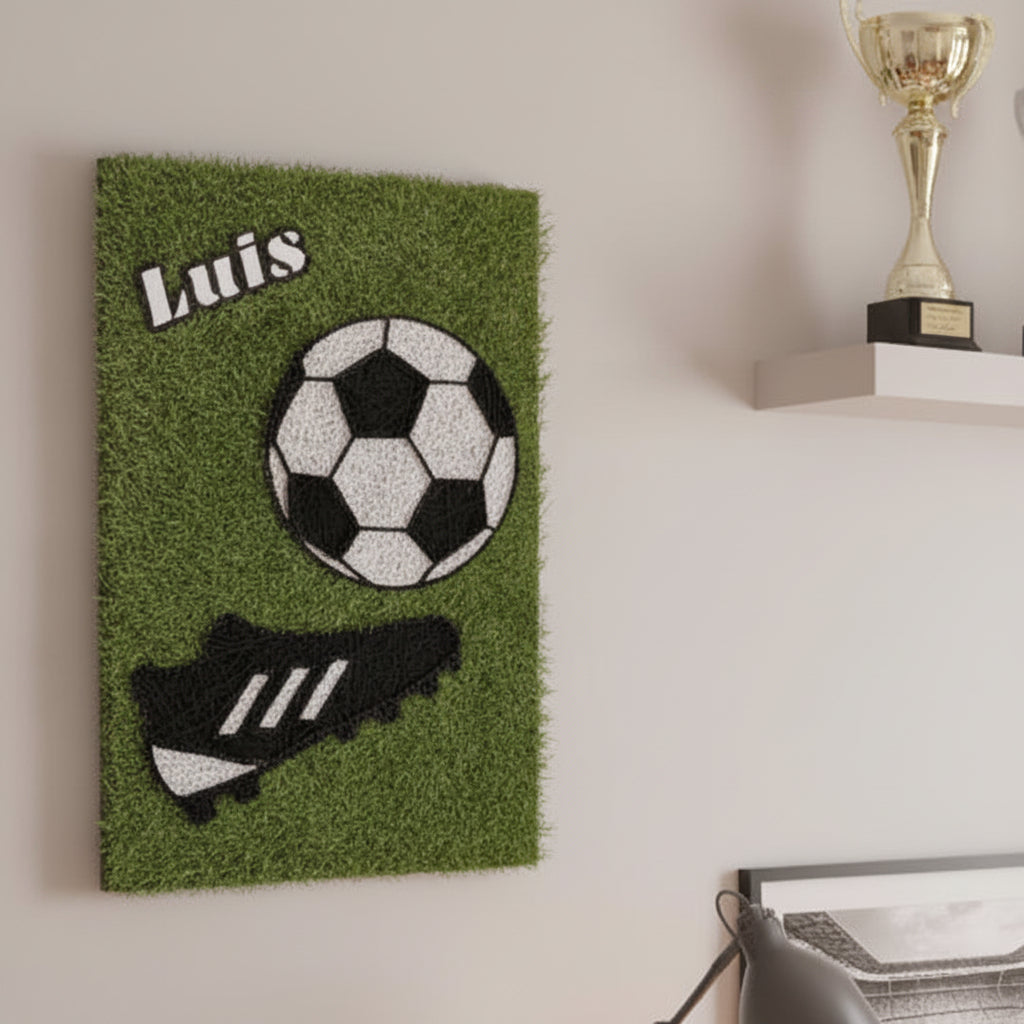 Hilorama balón y bota fútbol