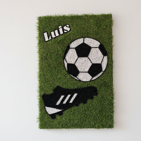 Hilorama balón y bota fútbol