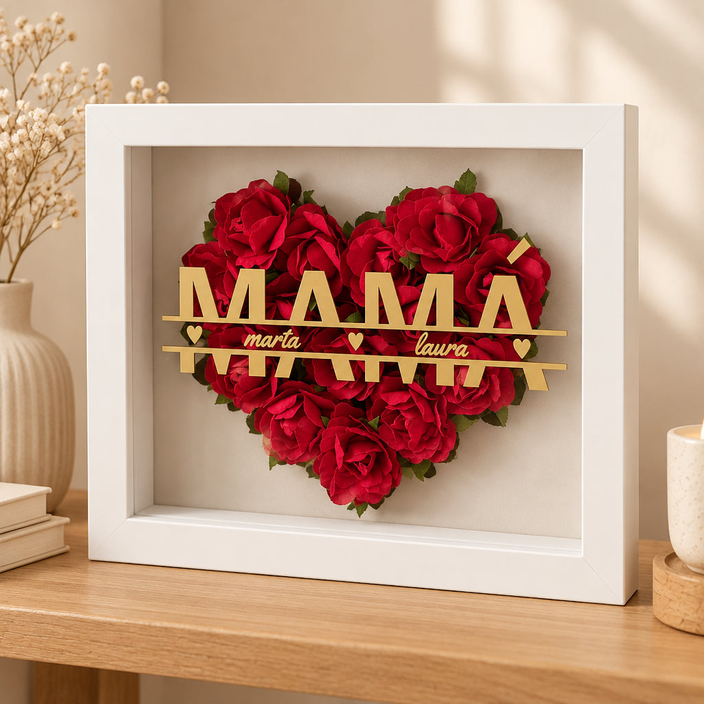 Marco 3D flores Mamá monograma