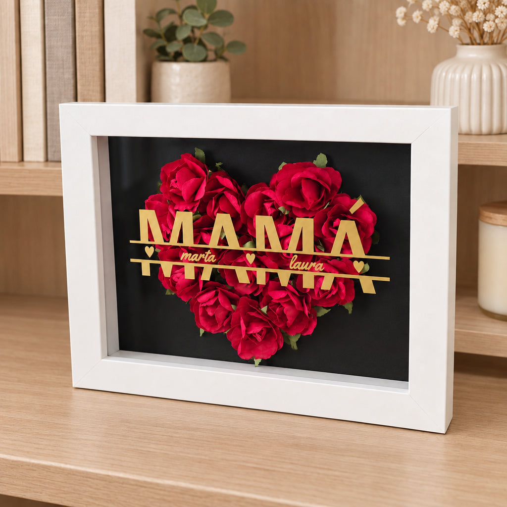 Marco 3D flores Mamá monograma