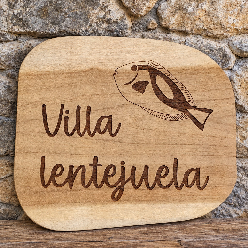 Madera teca grabada evento